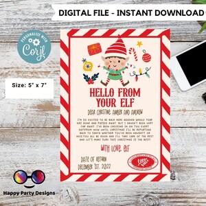 Editable Elf Hello Letter | Hello Letter Christmas| Elf Christmas | Letter from Your Elf | Printable Template #A43