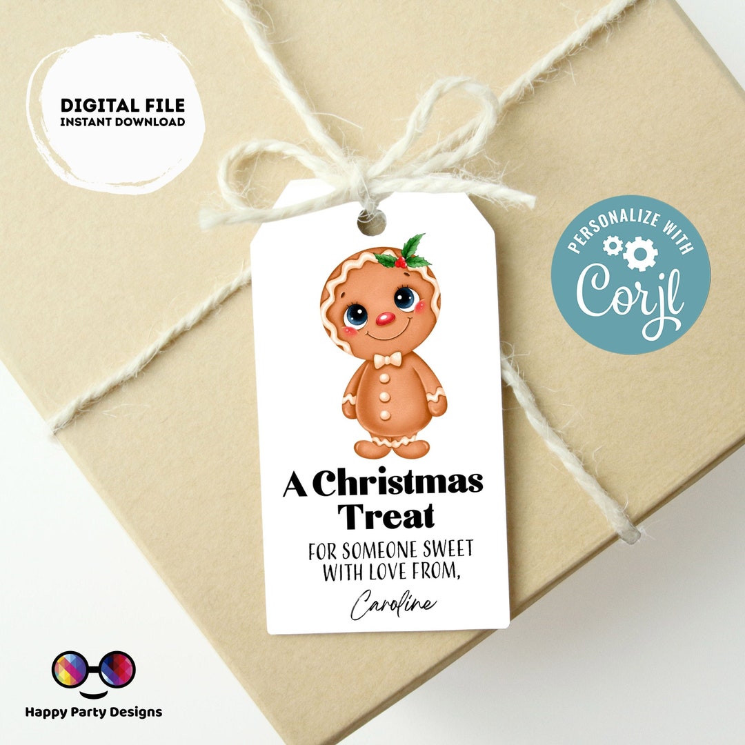 Editable Christmas Ginger Cookie Tag Thank You Tag | Christmas ...