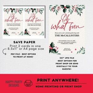 Editable Oh what fun Party Invitation | Christmas family Party printable invite | Christmas Party Invitation | Christmas Dinner invite #A34 image 4