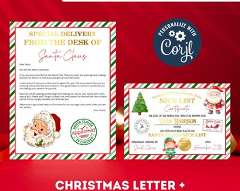 EDITABLE From the desk of Santa Claus letter | North pole mail | Personalized Letter from Santa Claus | Instant Download | Template | Nice