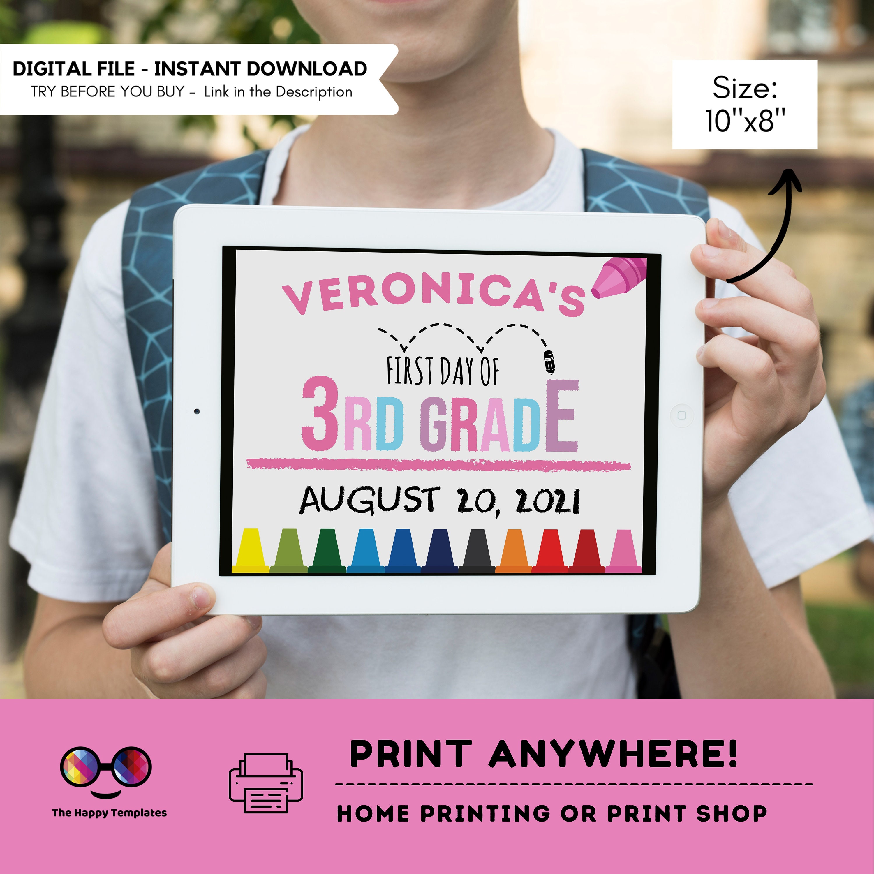 Editable First Day of 3rd Grade | Third Grade Sign | 1st Day of 3rd ...