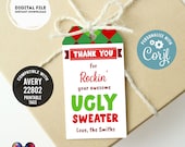 Thank you for rockin your awesome ugly sweater  | Ugly sweater party printable thank you tag | gift tag | Christmas party favor