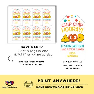 Editable Last Day of School Snack Tag | Classroom Treat Tag | Chip Bag ...