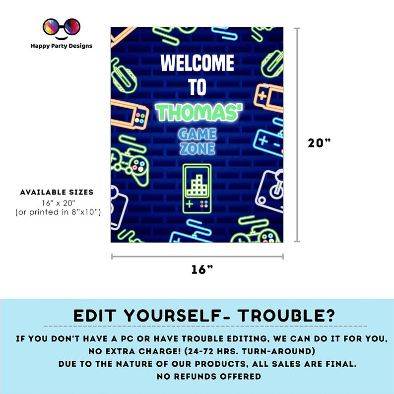 Editable Video Gamer Welcome Sign | Digital Video Gamer Printable ...