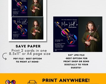EDITABLE Violin Recital Invitation Template | Orchestra