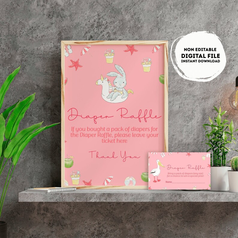 Diaper Raffle Baby Shower Sign Instant Download Diaper Etsy