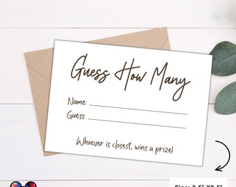 Guessing Game Cards 3.5x2.5" | Non-editable | instant download| 8 Printable Guess Cards | Baby Shower Guessing Game Activity | Bridal #B44