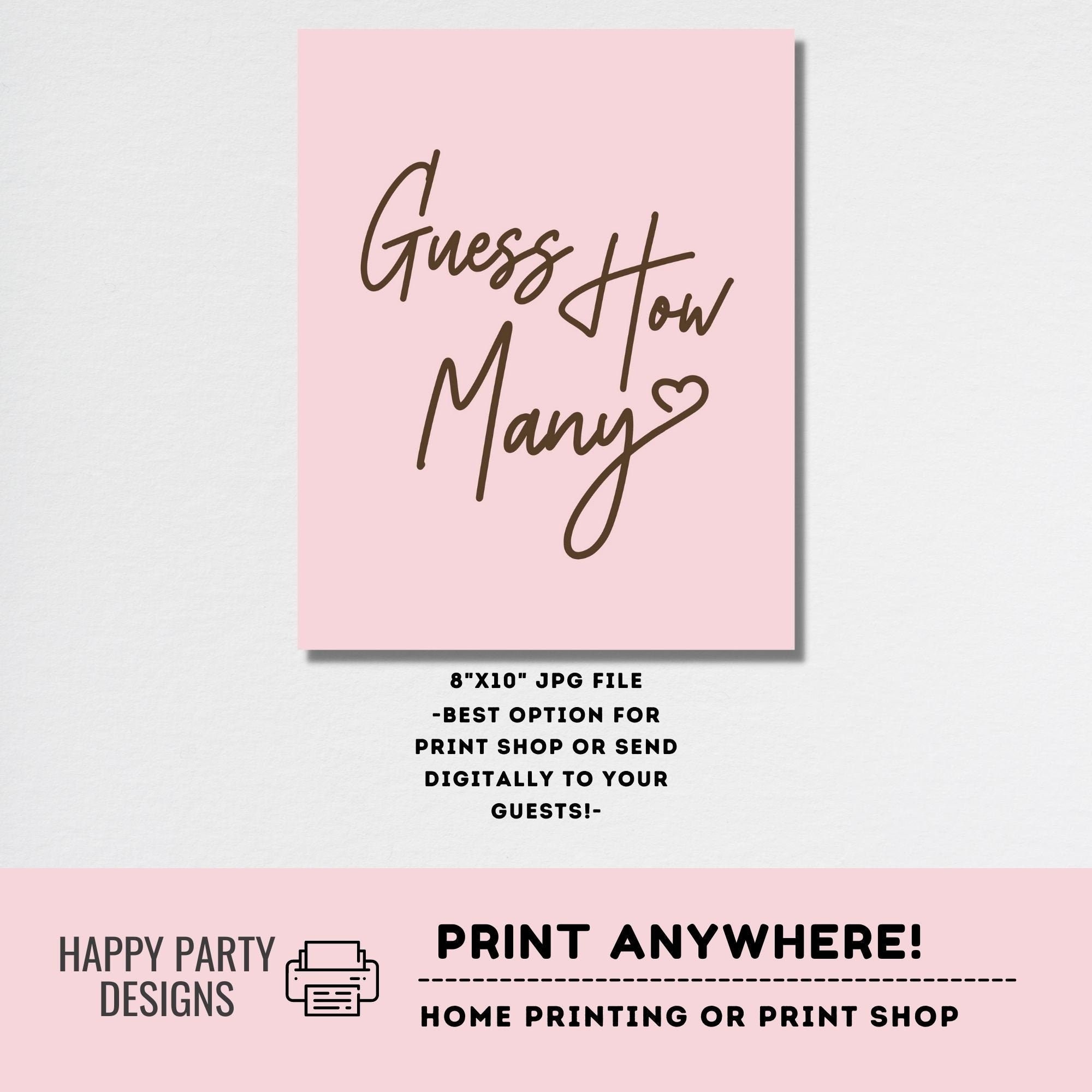 How Many Sign Visual Editable Guess How Many Sign | Bridal Shower | Baby Shower Game | Girl ...