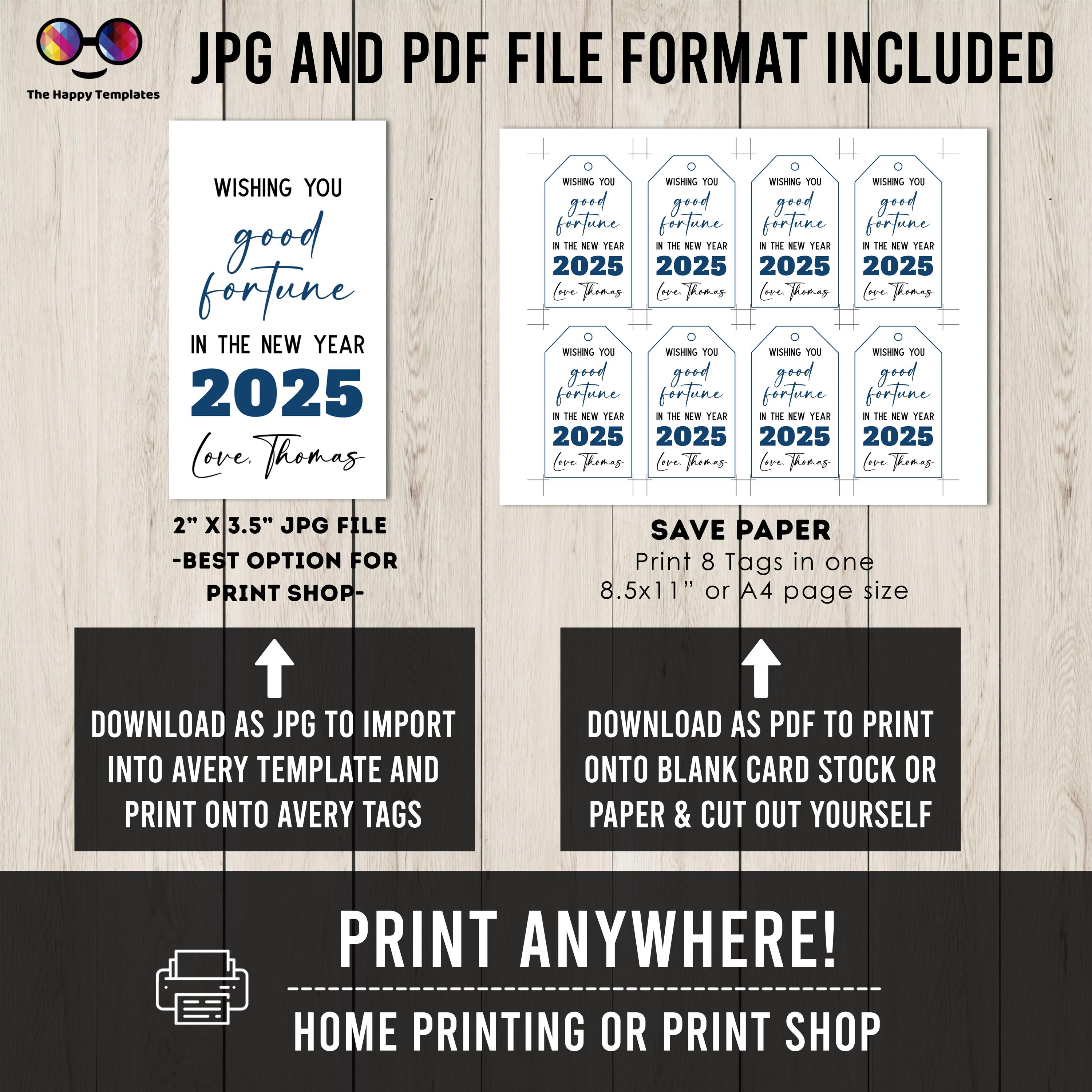 good fortune new year's thank you tag | new year's eve editable