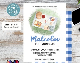 EDITABLE Picnic Birthday invitation | picnic in the park printable invite | Garden Birthday Party | picnic birthday | Birthday boy  #K139