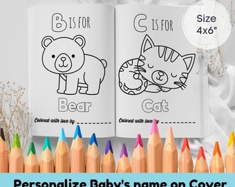 Baby Shower Coloring Book for boys 4"x6"| First ABC coloring book for Baby Shower Printable ABC Book Baby Shower Activity Baby Keepsake #B50