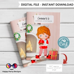 Editable Christmas Activity Book | Personalized Kids Christmas Activity Book Coloring pages for kids Editable Book Redhead Boy Curly 4 #K257