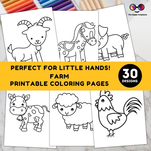 Farm Printable Coloring Pages | for Kids | Farm Coloring pages for preschoolers | for toddler | School activity | Bundle | 30 pages for kids