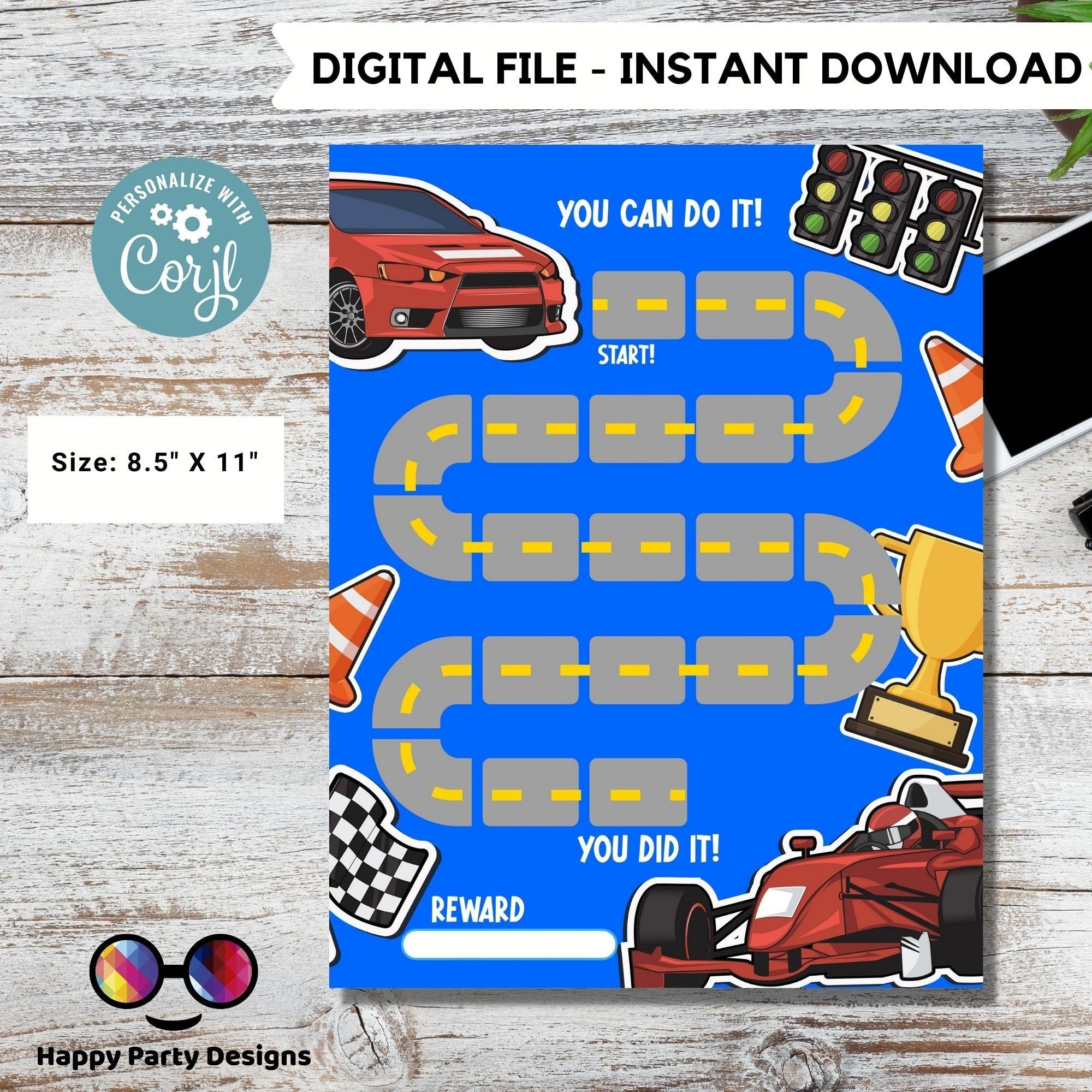 Printable Racing Car Reward Chart Racing Car Behavior Chart Etsy Canada