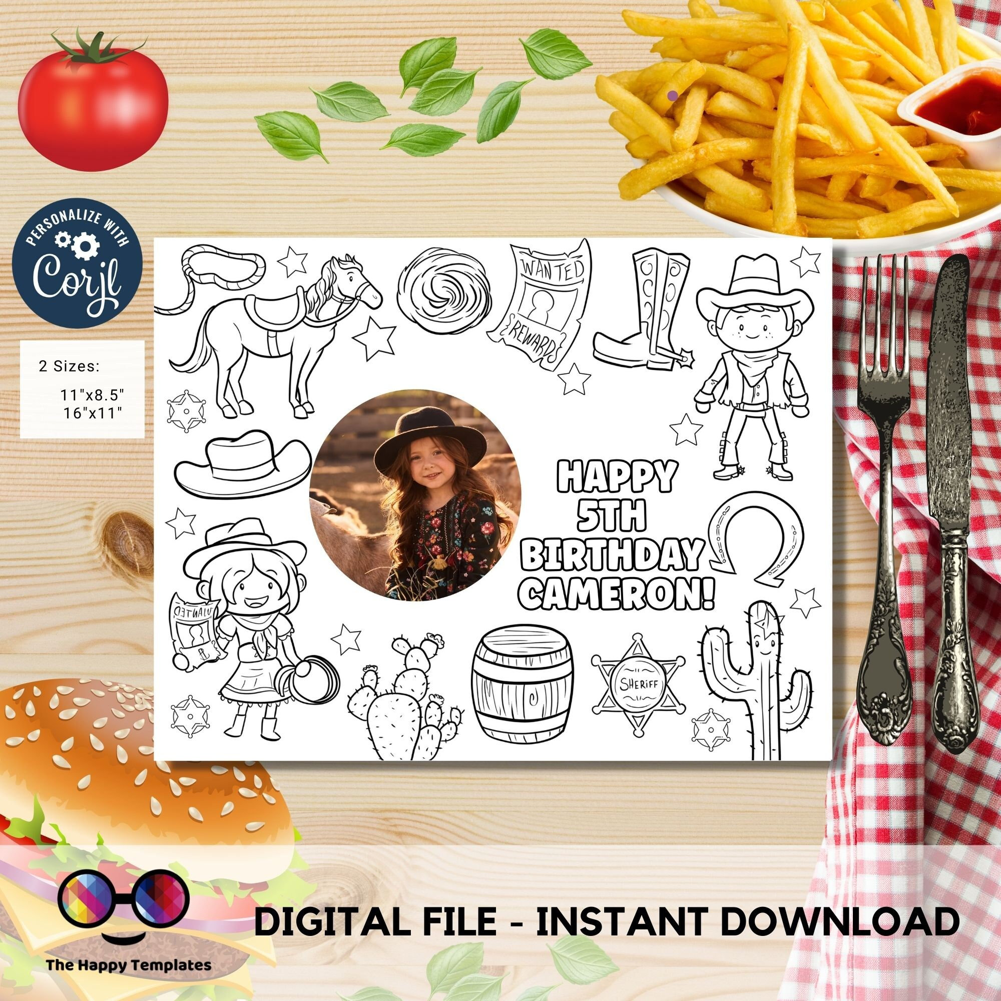 Editable Rodeo Images Editable Rodeo Birthday Coloring Page With Picture Wild West - Etsy