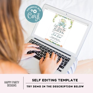 Bridal Shower Tea Party Invitation Template | Printable Bridal Tea Shower Invite | Bridal Brunch | Bridal shower invitation template #W1 image 2