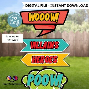Editable Superhero Party Welcome Sign | Superhero Party Printable Sign | Superhero Signs | Instant Download editable on line #K171