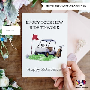IMPRIMÍVEL Aproveite seu novo cartão de felicitações para ir ao trabalho | Cartão de felicitações para aposentadoria | Download instantâneo | golfe
