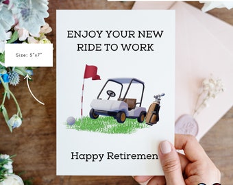 UTSKRIVBART Njut av din nya jobbresa | Hälsningskort för pensionering | Direkt nedladdning | golf