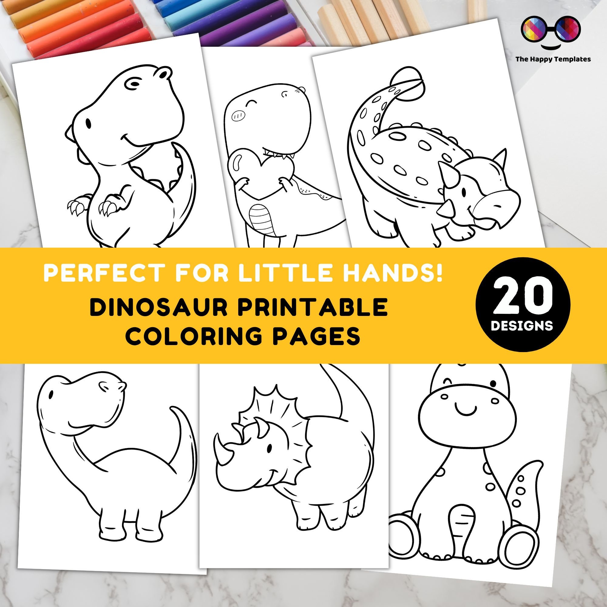 Dinosaur Printable Coloring Pages | for Kids | Dino Coloring pages for preschoolers | for toddler | School activity | 20 pages