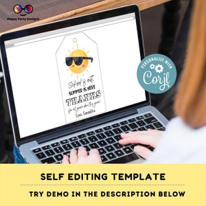 Teacher Appreciation Gift Tag Template | Editable Sunshine Thank You Tag | Printable Schools Out | End of Year Favor | summer Tag #SCH1 image 2