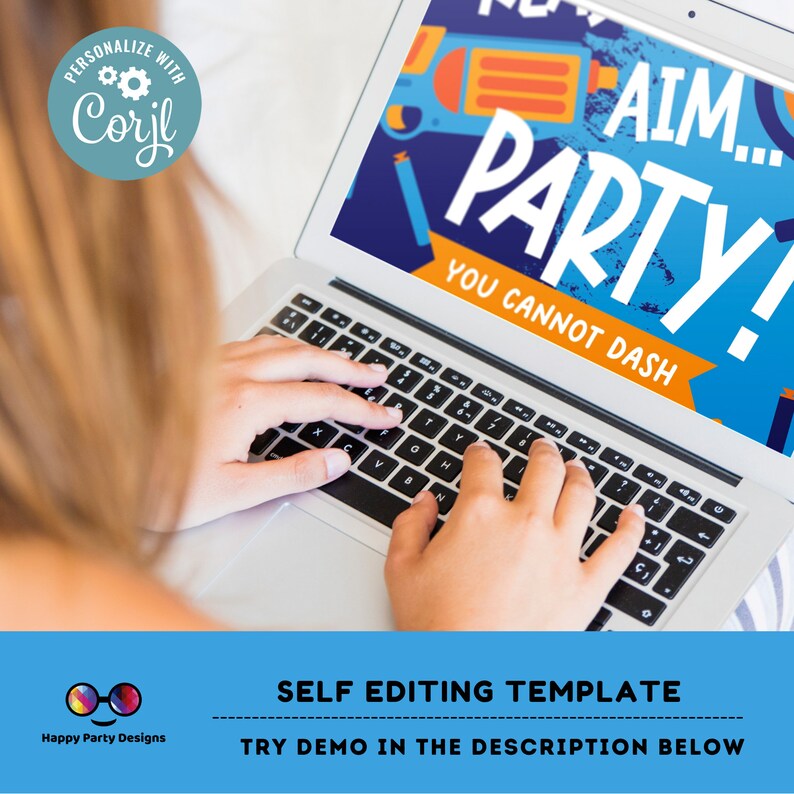 Kids Editable dart gun Birthday Invitation Template Printable Birthday dart gun Party Invitations Birthday boy Gun Blasters