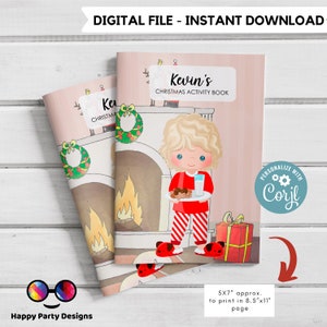 Editable Christmas Activity Book | Personalized Kids Christmas Activity Book Coloring pages for kids | Book Blond Boy Curly - Boy 2 #K257
