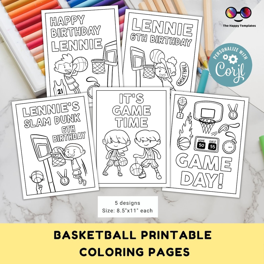 Editable Basketball Coloring Pages 5 | BKB Birthday Activity | Any Age ...