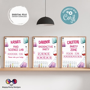 Editable science sign | Mad scientist Sign | Science birthday | science birthday Decorations | Birthday girl | buffet Sign | science #K124