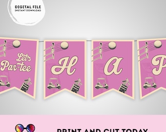 Par-tee Happy Birthday Banner | Golf party | Birthday banner | Golf birthday party | Golf party golf pink Banner #K179