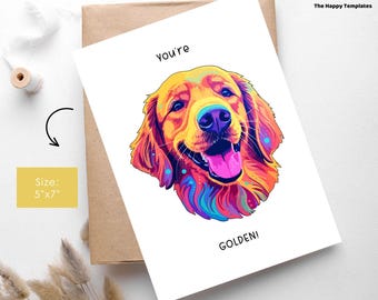 Cartão de aniversário Golden Retriever | Cartão de felicitações You are golden | Tenha um cartão de aniversário dourado | Presente fofo Golden Retriever | Cartão de aniversário de cachorro