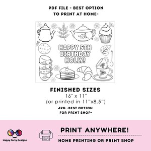 Editable Tea Party Coloring Page | Tea Party Coloring Page | Tea ...