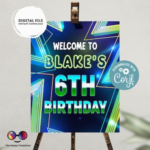 Editable Welcome Sign | Neon Glow in the dark Welcome Sign | birthday Decorations | Welcome Sign | Neon birthday | #K185