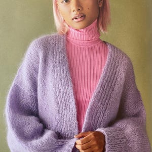 Balloon Sleeve Cardigan Knitting , Easy Level, Knitting for her, Knitting Pattern Cardigan
