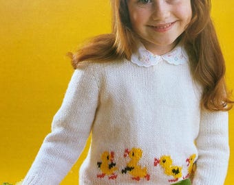 Entenmotive Pullover Stricken PDF Muster, Pullover und Stricken für Kinder, Sofort Download Stricken PDF Pattern, Stricken für Kinder