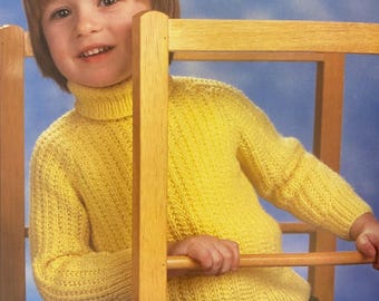 Gelber Pullover Stricken PDF Muster, Pullover und Stricken für Kinder, Sofort-Download Strickmuster, Stricken für Kinder