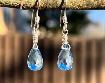 London Blautopas Sterling Silber, Dezember Geburtsstein, Sterling Silber Schmuck, Geschenk für Sie, Braut Etwas Blaues, Natürlicher Topas