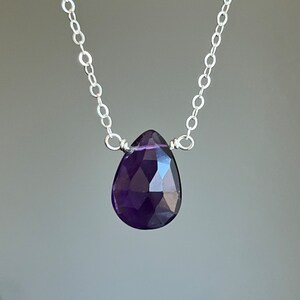 Amethyst Necklace, February Birthstone, Minimalist Necklace, Gemstones Necklace, Sterling silver Necklace, Gift For Her