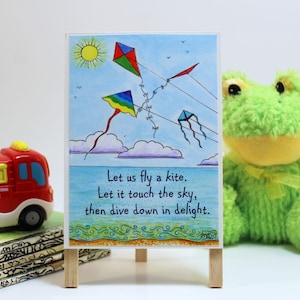 Let&#39;s Fly #AA1 - Inspirational, Kite, Flying, Kids Decor, Nursery Decor, Quote Art Print