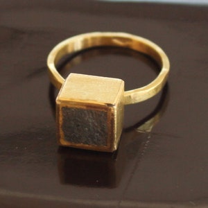Concrete Ring 18k Handmade Solid Gold Geometric and image 3