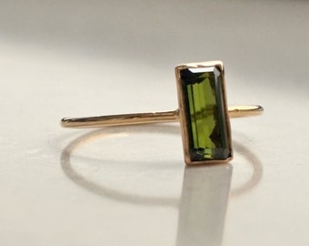 Natural Peridot 18K Solid Gold Ring, Peridot Gold Ring, 18K Solid Gold Peridot Ring, Handmade Gold Ring Gift For Women