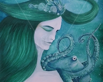 Friends Forever - Watercolor Painting - Giclée Art Print - Mermaid Art - Wall Art