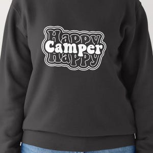 Pacote de Camper Feliz PNG | Design de Sublimação de Camper Retrô | Fundo Transparente | Versões em Preto e Branco