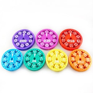 Shiny Multicolored Spin Dice - 7-piece set - Fidget Spinner