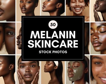 Melanin Stock Photos | Skincare Bundle | Black Woman Images For Beauty Professionals