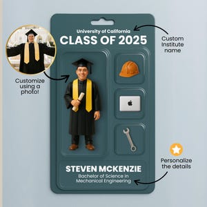 Graduation Action Figure Poster – Personalized Printable Graduation Gift for Him or Her, Graduate Keepsake for Bachelor&#39;s, Master&#39;s & PhD