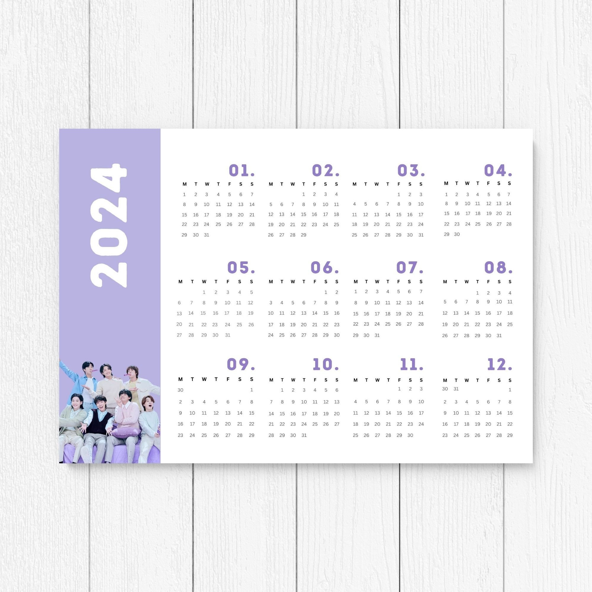 BTS 2024 Calendar Printable PDF Free BTS 2023 Calendar Etsy