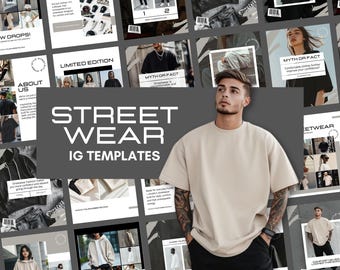 Streetwear Aesthetic Instagram Template Bundle | Editable Canva Templates + Bonus Stock Photos