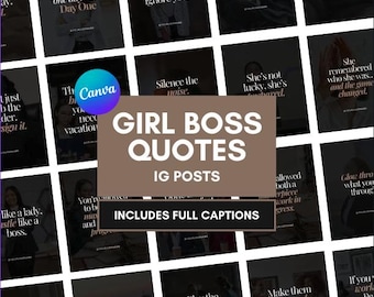 30+ Girl Boss Instagram Templates with Motivational Quotes | Canva Templates for Women Entrepreneurs | IG Posts with Captions