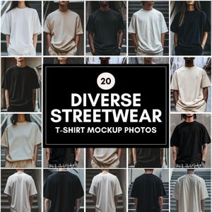Streetwear T-Shirt Mockup Bundle | 20 Diverse Urban Mockups | Oversized Unisex Tee Mockups for Clothing Brands & Fashion Designers